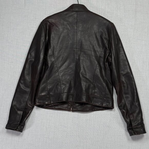Knoles & Carter Italian Lambskin Leather Jacket Black Moto Zip Front Size XL - Picture 3 of 14